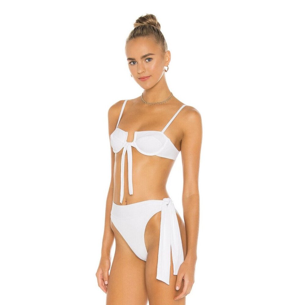 Bananhot Belen Bikini Top White Tie Back Swim Resort - Picture 3 of 6